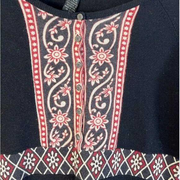 Lucky Brand Dress Womens S Black Aztec Geometric Tribal Cashmere Blend Boho Chic - Picture 2 of 10